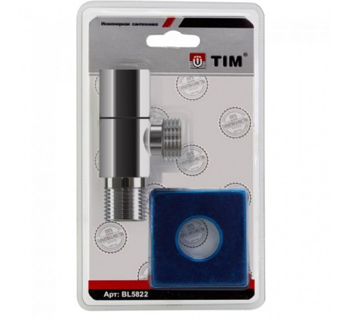Кран угловой хромированный квадратный 1/2"-1/2" BL5822 TIM