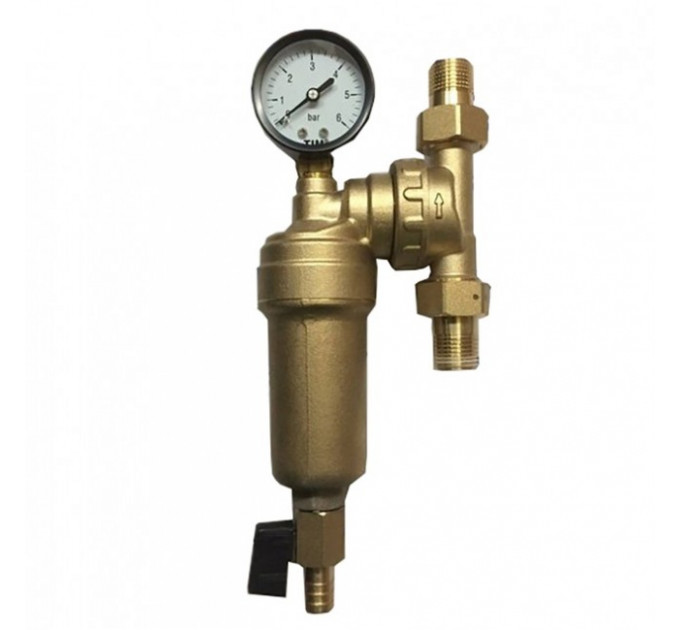 Фильтр с манометром 1/2" с металлическим корпусом JH1001W3 TIM