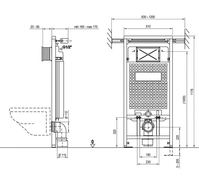 Ravak X01459 Монтажный блок G/1200 для подвесного унитаза