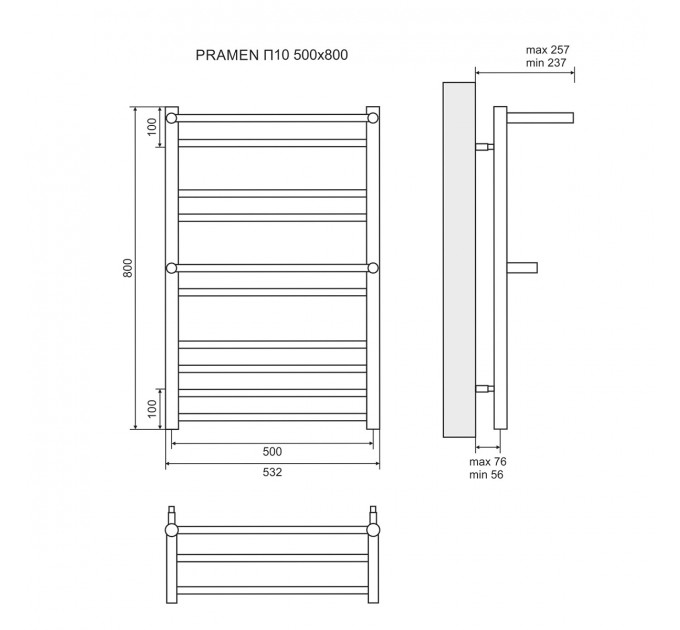 Полотенцесушитель водяной Lemark Pramen LM33810 П10 500x800