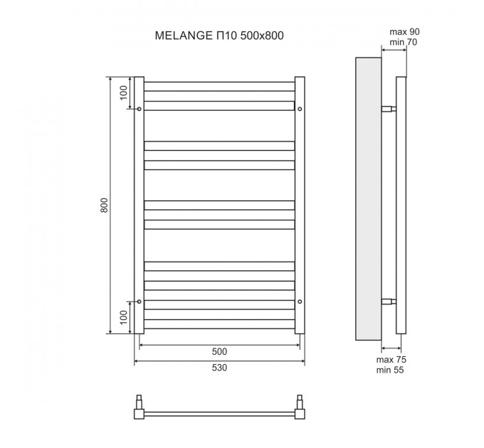 Полотенцесушитель водяной Lemark Melange LM49810 П10 500x800