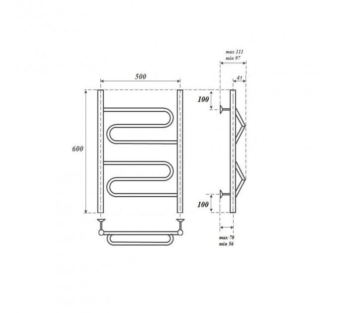 Полотенцесушитель водяной Point PN01156 П2 500x600, хром