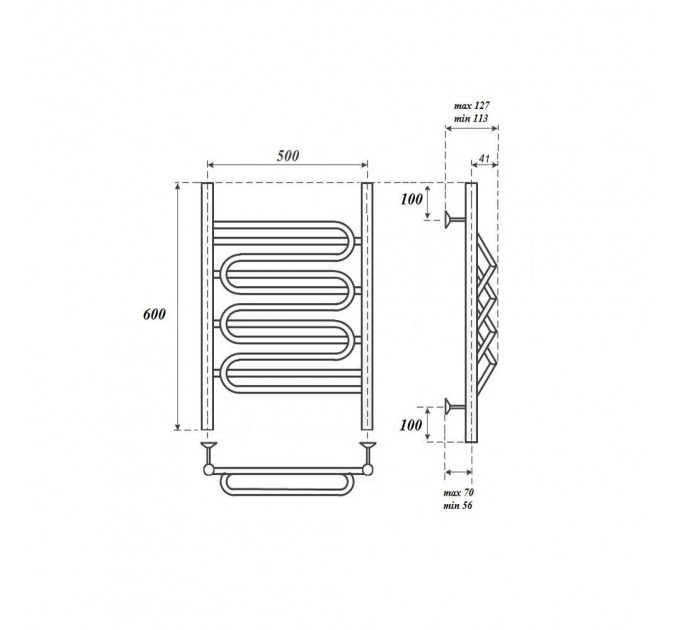 Полотенцесушитель водяной Point PN01156S П5 500x600, хром