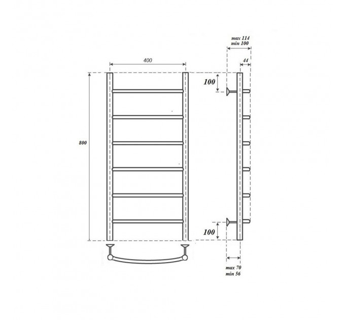 Полотенцесушитель водяной Point PN04148 П6 400x800, хром