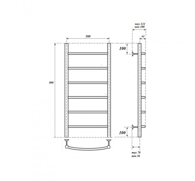 Полотенцесушитель водяной Point PN04158 П6 500x800, хром