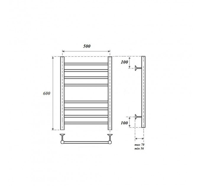 Полотенцесушитель водяной Point PN10156S П8 500x600, хром