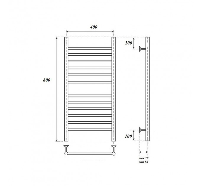 Полотенцесушитель водяной Point PN10148S П12 400x800, хром