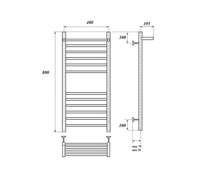 Полотенцесушитель водяной Point PN10148SP П11 400x800 с полкой, хром