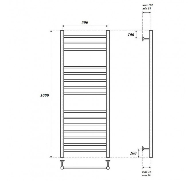 Полотенцесушитель водяной Point PN10150S П15 500x1000, хром