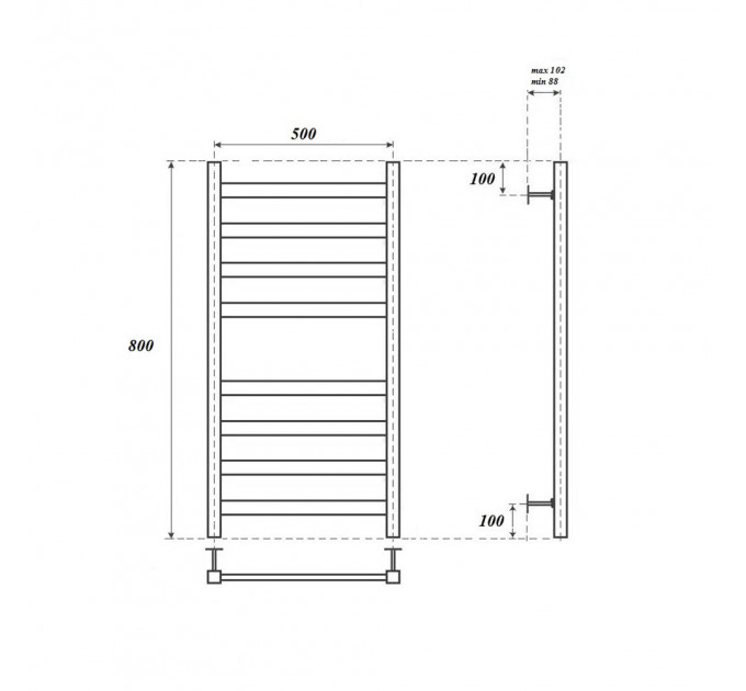 Полотенцесушитель водяной Point PN83158 П8 500x800, хром
