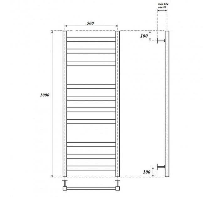 Полотенцесушитель водяной Point PN83150 П10 500x1000, хром