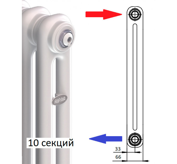 Стальной трубчатый радиатор RIFAR TUBOG TUB 3037 DV1 14 секций