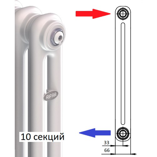 Стальной трубчатый радиатор RIFAR TUBOG TUB 3042 D3 20 секций