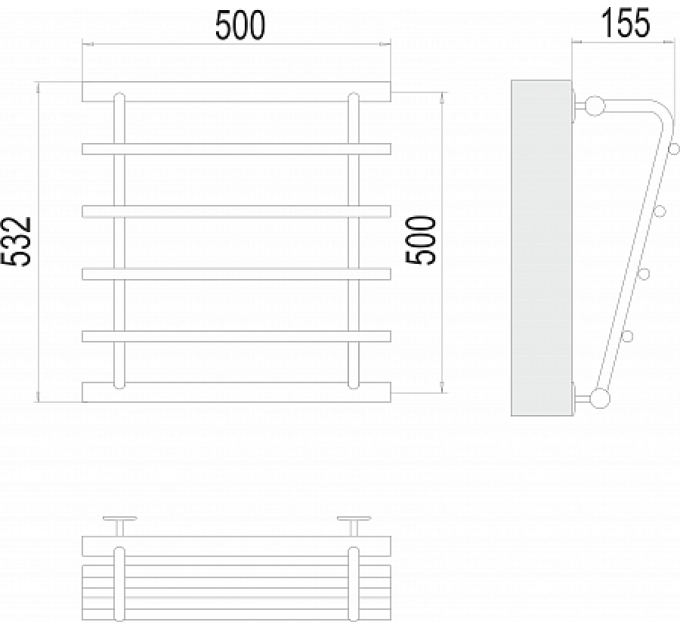 Каскад П4 500х500 Полотенцесушитель  TERMINUS