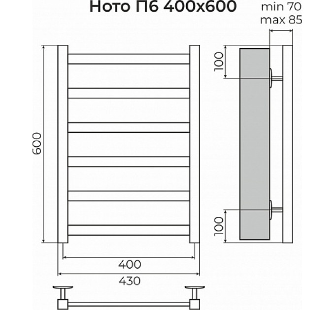 Ното П6 400х600 Полотенцесушитель TERMINUS