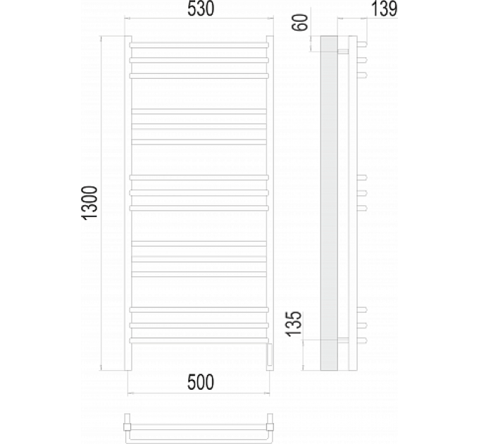 Соренто П15 500х1300 электро (sensor quick touch) Полотенцесушитель  TERMINUS