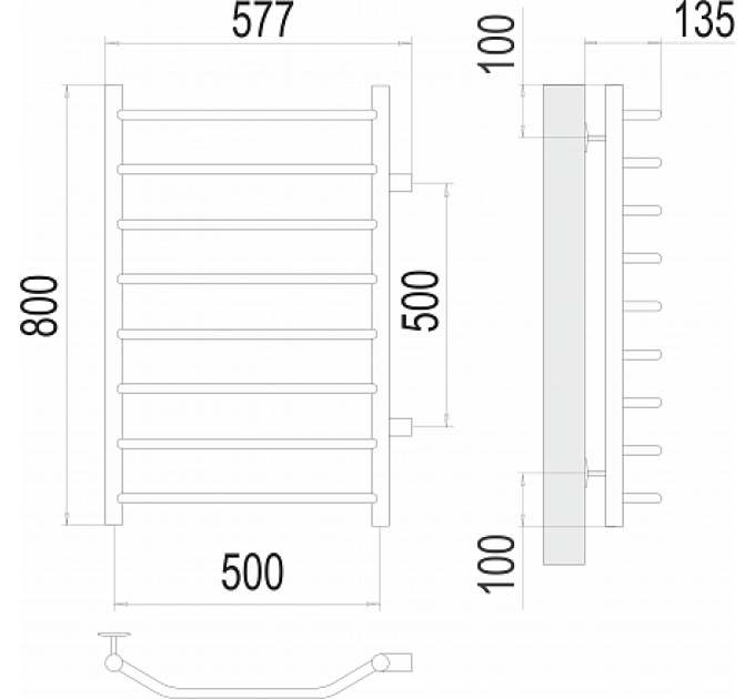 Виктория П8 500х800 бп500 Полотенцесушитель  TERMINUS