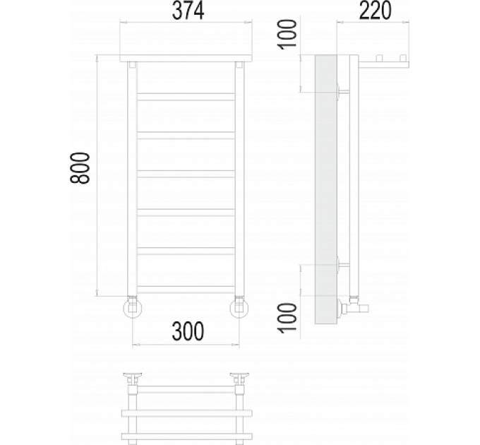 Контур с/п П7 300х800 Полотенцесушитель  TERMINUS
