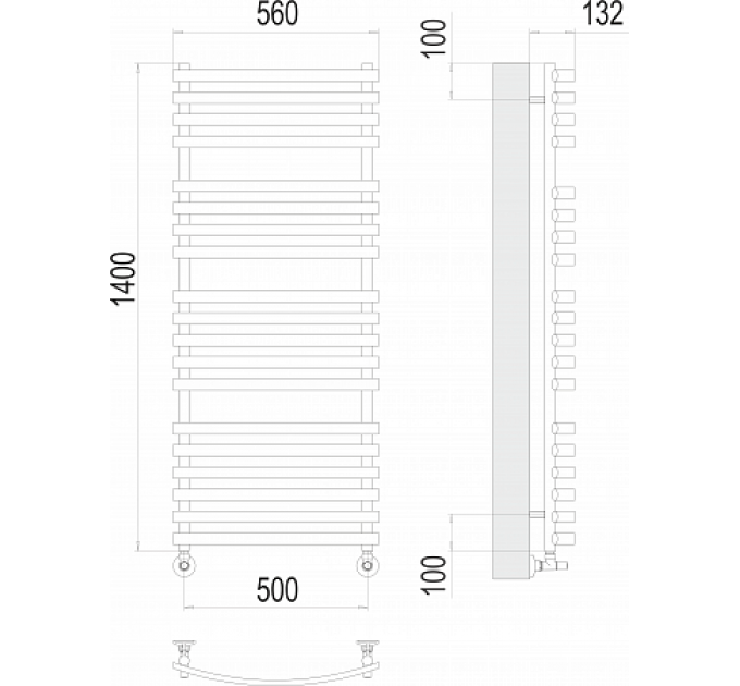 Капри П19 500х1400 Полотенцесушитель  TERMINUS