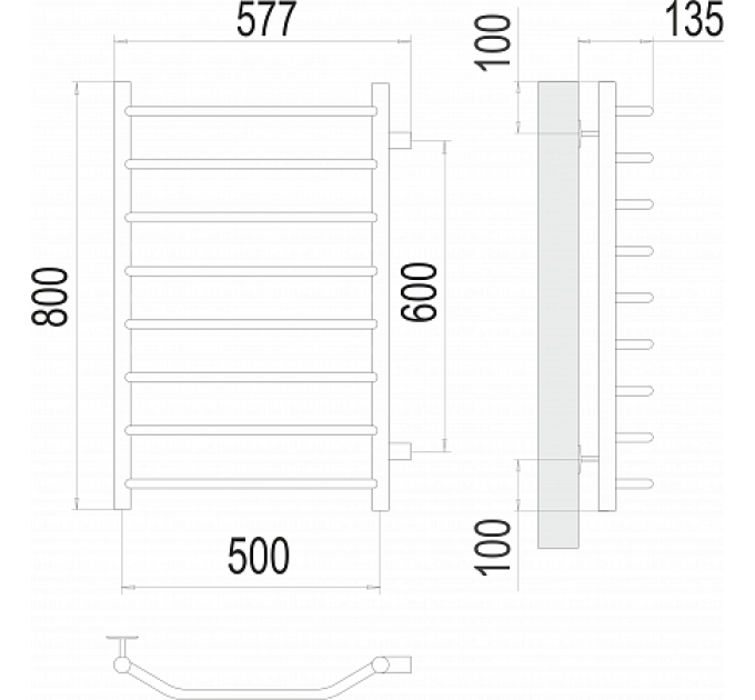 Виктория П8 500х800 бп600 Полотенцесушитель  TERMINUS