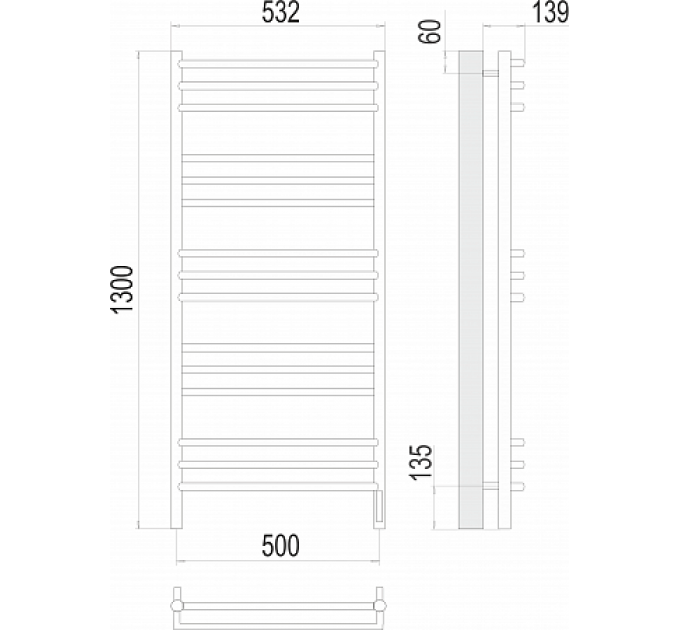 Прато П15 500х1300 электро (sensor quick touch) Полотенцесушитель  TERMINUS