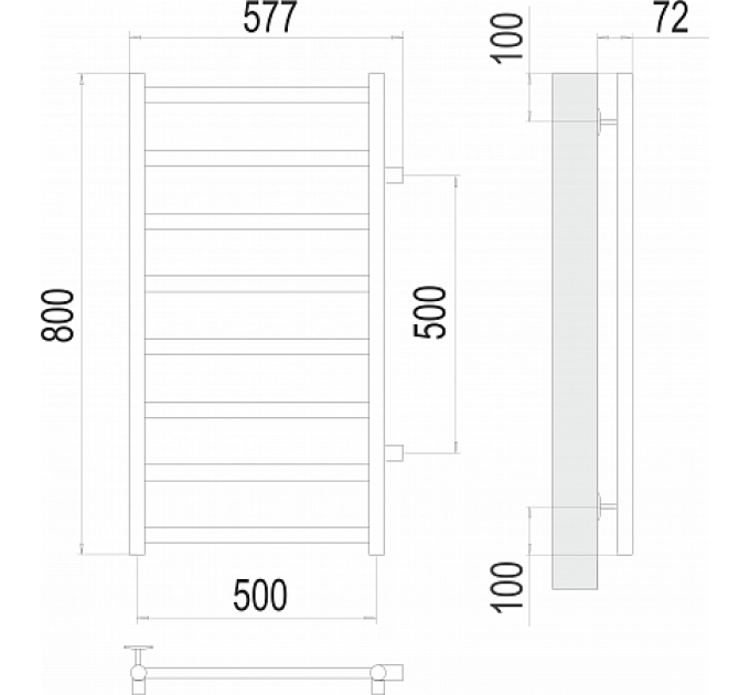 Аврора П8 500х800 бп500 Полотенцесушитель  TERMINUS