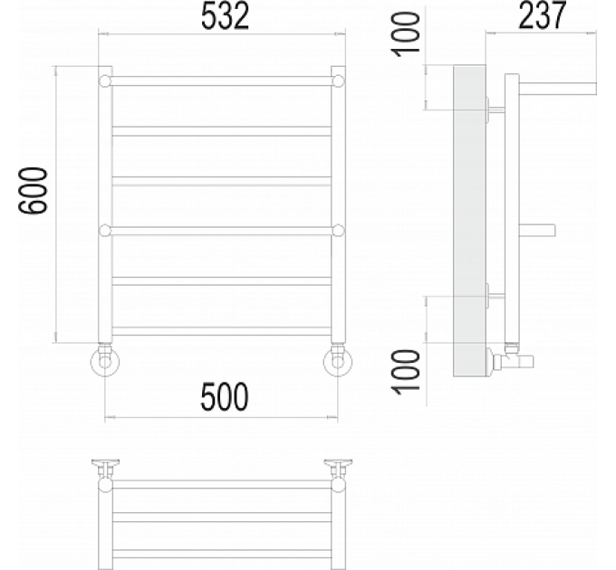 Аврора с 2-мя/п П6 500х600 Полотенцесушитель TERMINUS