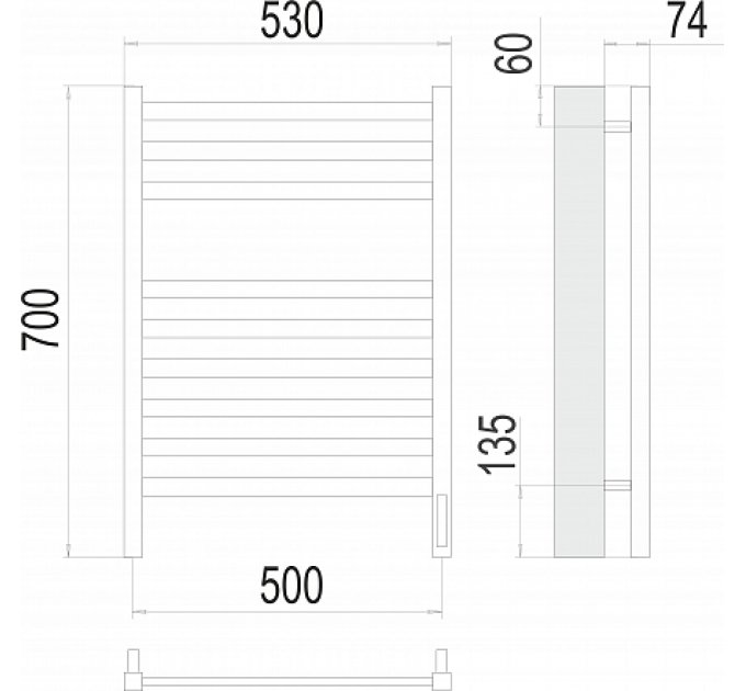 Енисей П9 500х700  электро (sensor quick touch) Полотенцесушитель TERMINUS