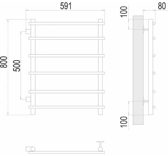 Квинта П6 500х800 бп500 Полотенцесушитель  TERMINUS