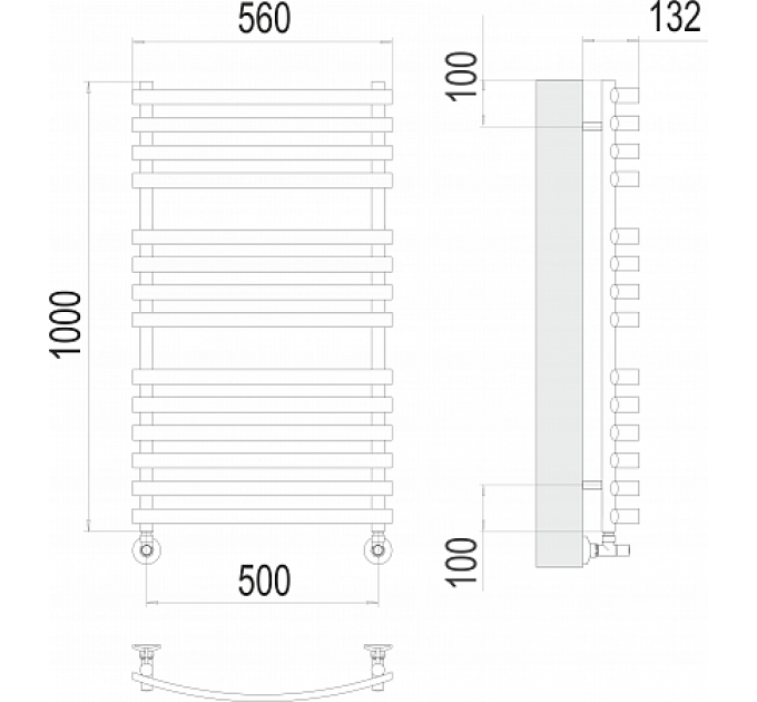 Капри П14 500х1000 Полотенцесушитель  TERMINUS