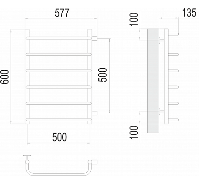Стандарт П6 500х600 бп500 Полотенцесушитель  TERMINUS
