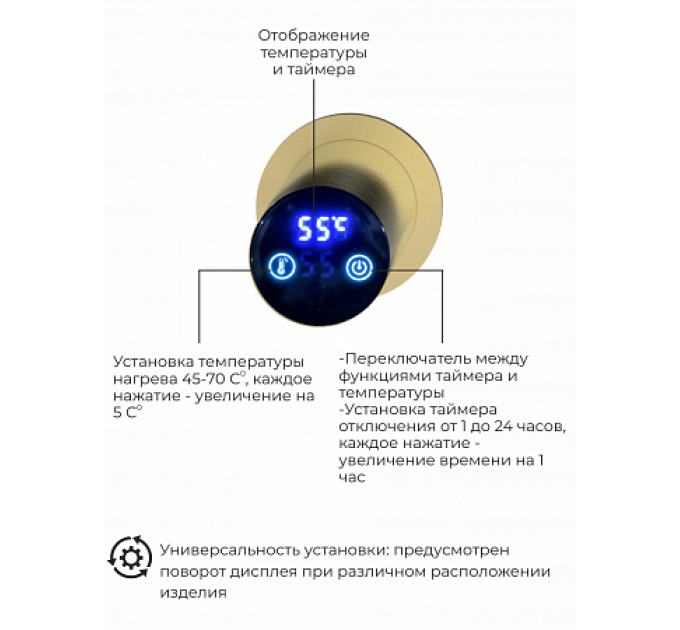 Рондо П2 350х760 электро Полотенцесушитель TERMINUS Брашированное золото