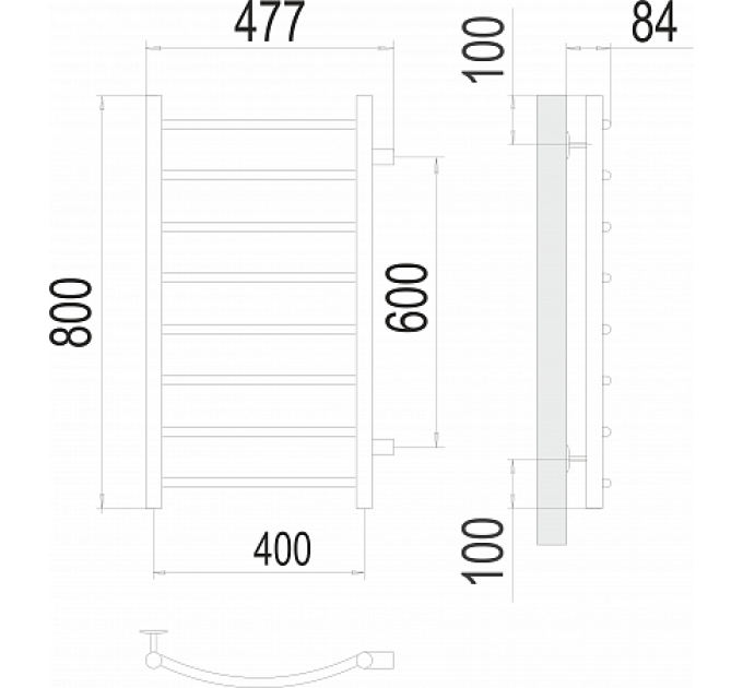 Классик П8 400х800 бп600 Полотенцесушитель  TERMINUS
