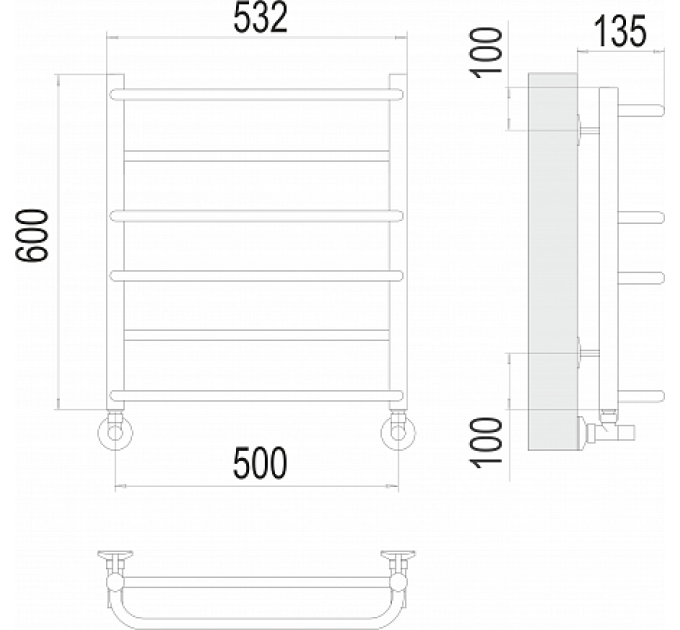 Евромикс П6 500х600 Полотенцесушитель  TERMINUS