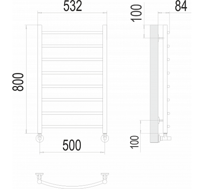 Классик П8 500х800 Полотенцесушитель  TERMINUS