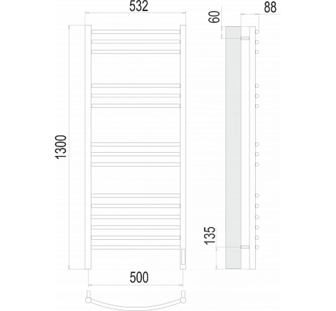 Классик П15 500х1300 электро (sensor quick touch)  Полотенцесушитель TERMINUS