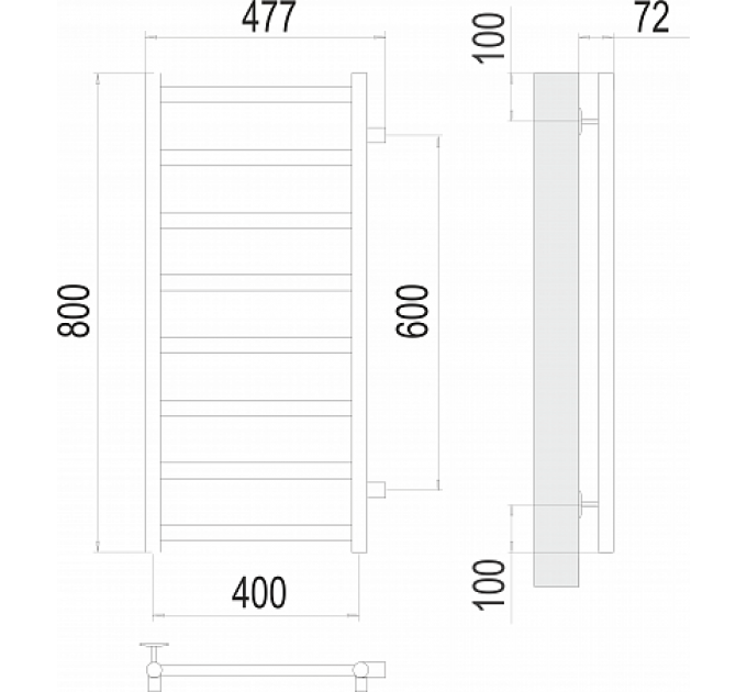Аврора П8 400х800 бп600 Полотенцесушитель  TERMINUS