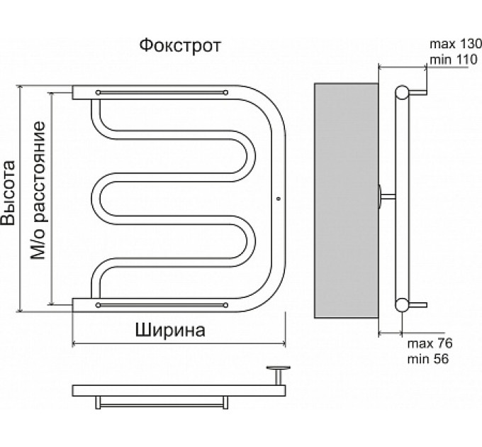 Фокстрот AISI 32х2 500х400 Полотенцесушитель  TERMINUS