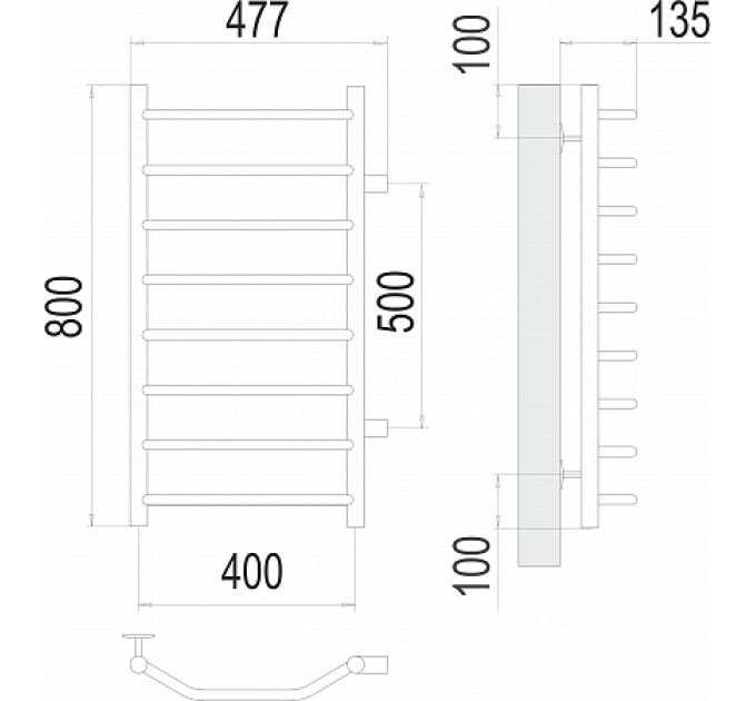 Виктория П8 400х800 бп500 Полотенцесушитель  TERMINUS