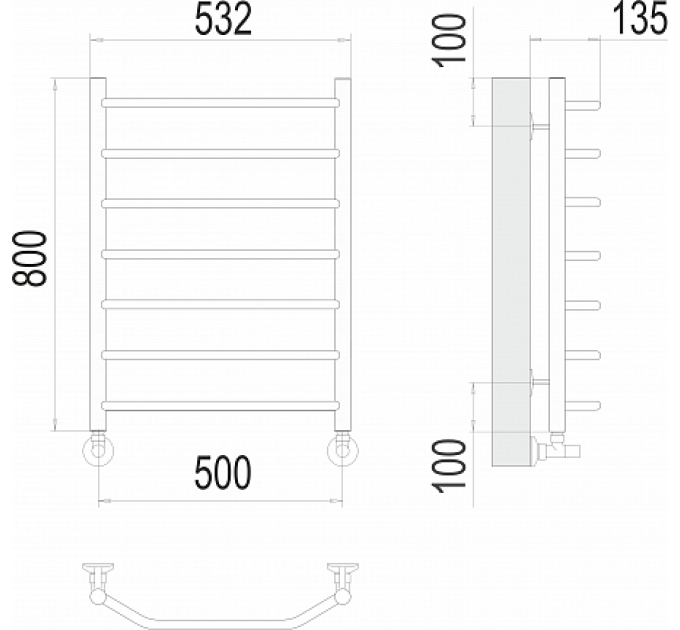 Виктория П8 500х800 Полотенцесушитель  TERMINUS