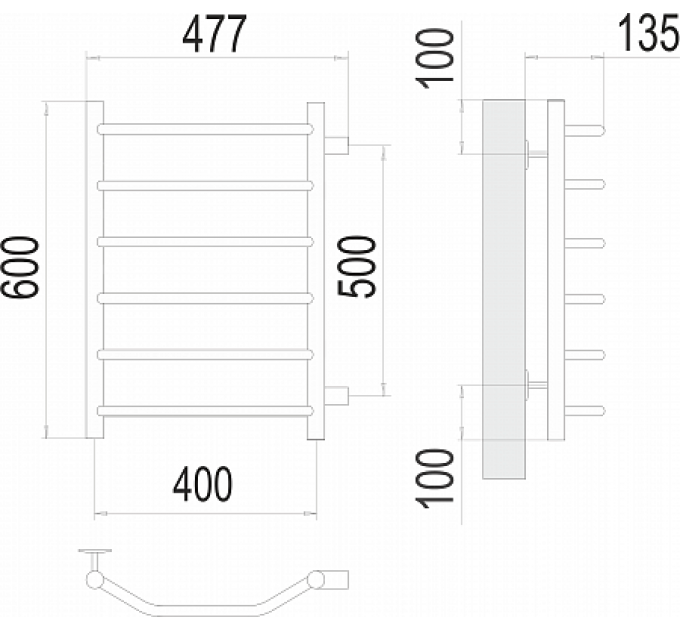 Виктория П6 400х600 бп500 Полотенцесушитель  TERMINUS