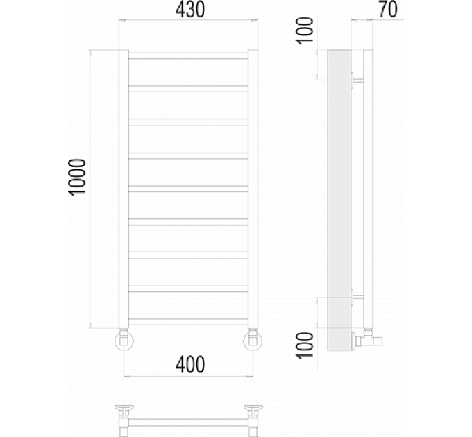 Контур П9 400х1000 Полотенцесушитель  TERMINUS