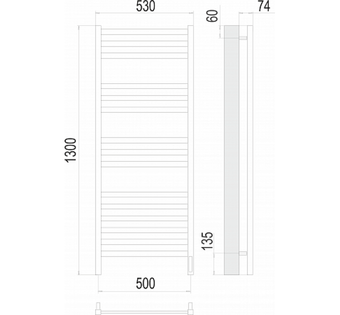 Енисей П15 500х1300  электро (sensor quick touch) Полотенцесушитель TERMINUS