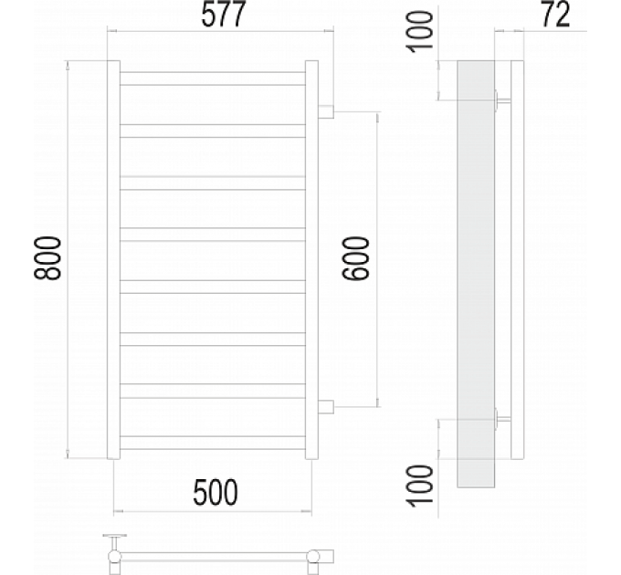 Аврора П8 500х800 бп600 Полотенцесушитель  TERMINUS