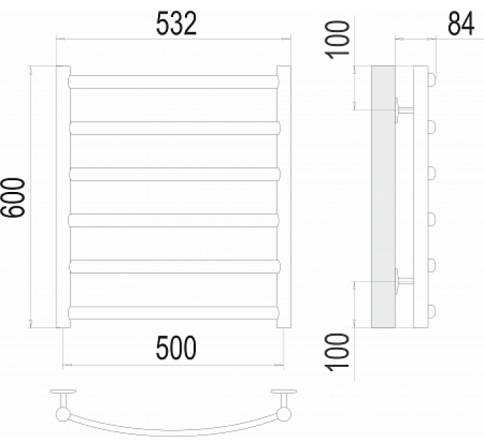 Атланта+ П6 500х600 Полотенцесушитель  TERMINUS