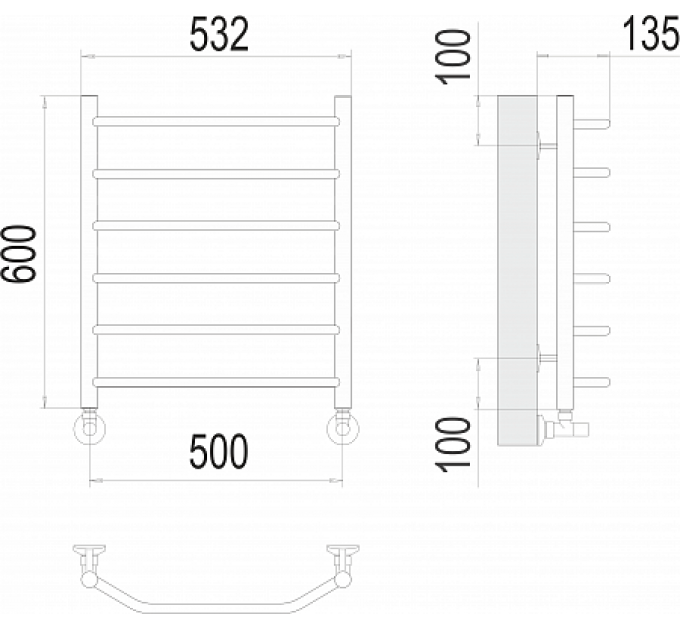 Виктория П6 500х600 Полотенцесушитель  TERMINUS