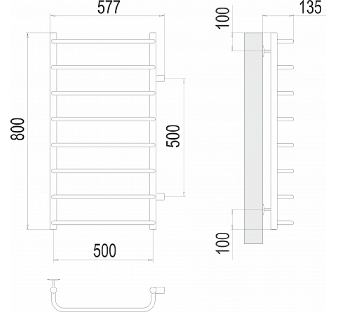 Стандарт П8 500х800 бп500 Полотенцесушитель  TERMINUS