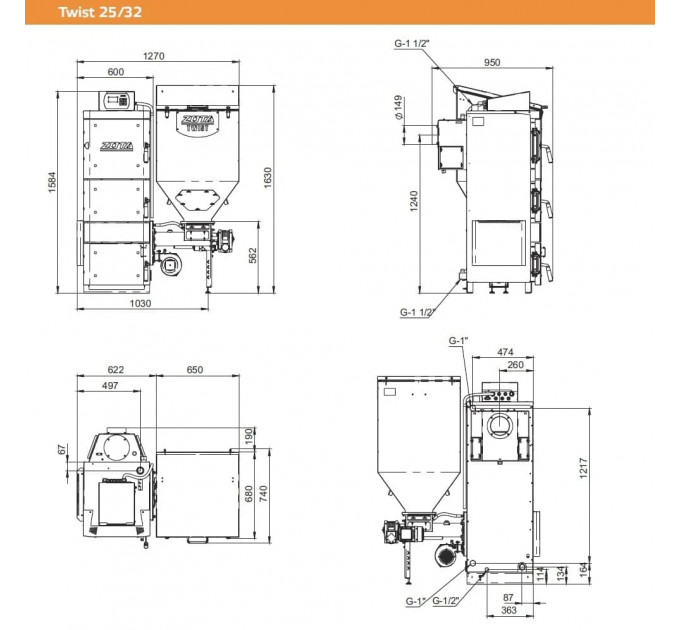 Котел автоматический Zota Twist Plus 32 кВт
